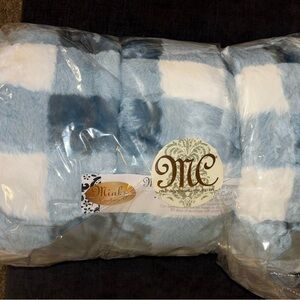 Minky couture Luxe Blue and White Checkered Blanket